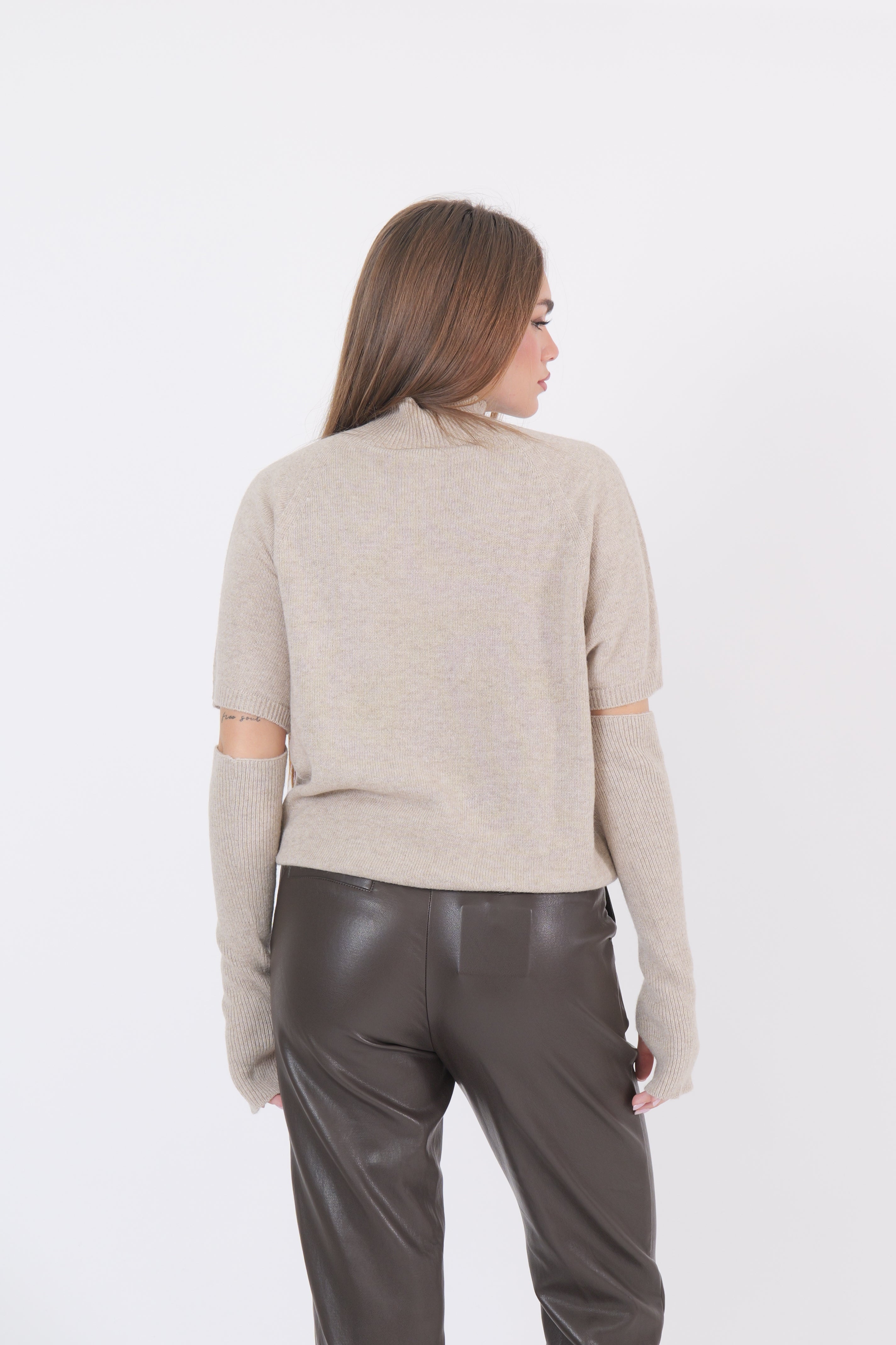 MAGLIA MANICOTTI BEIGE