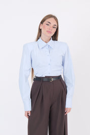 CAMICIA SPALLINE VOLANTS CELESTE