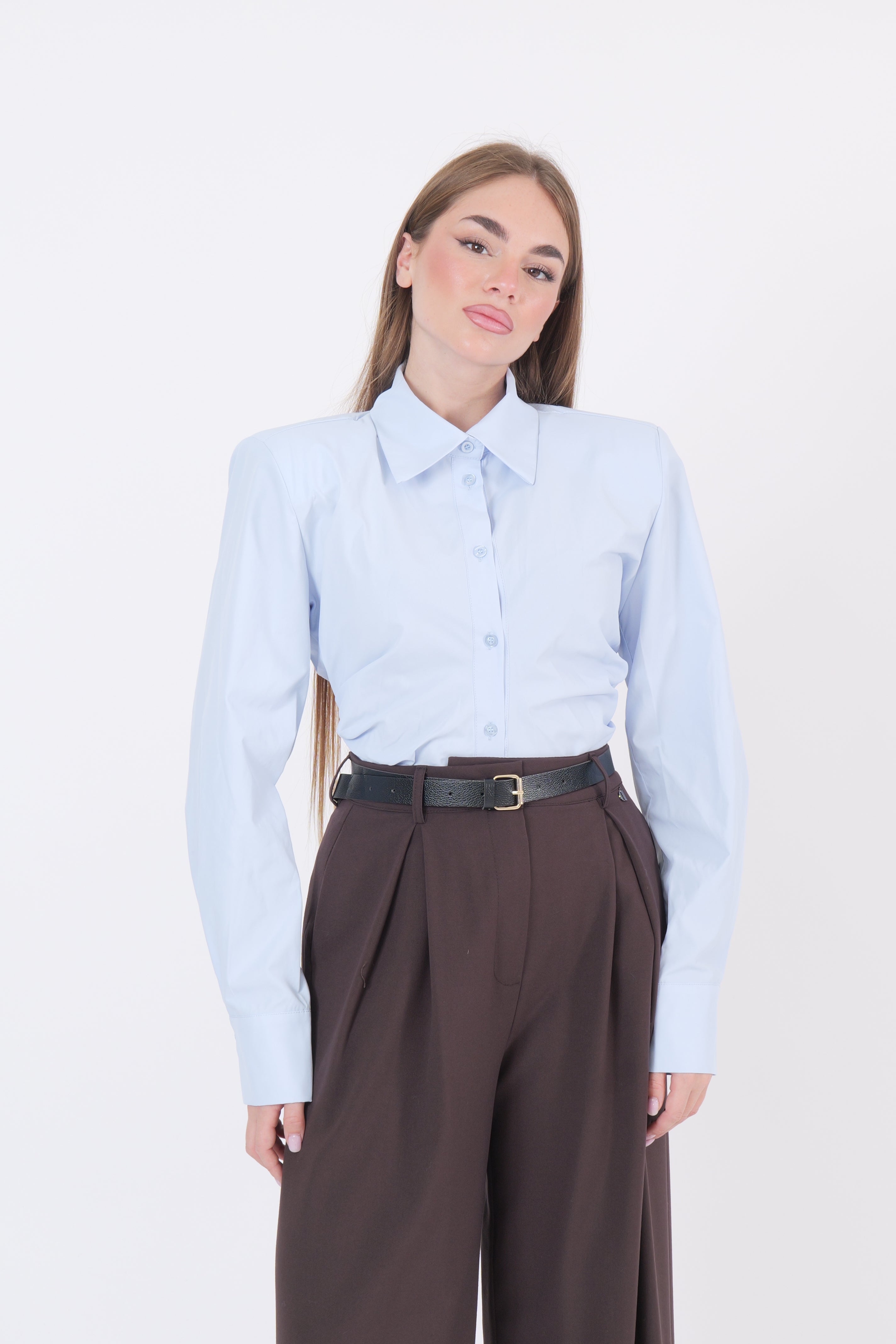 CAMICIA SPALLINE VOLANTS CELESTE
