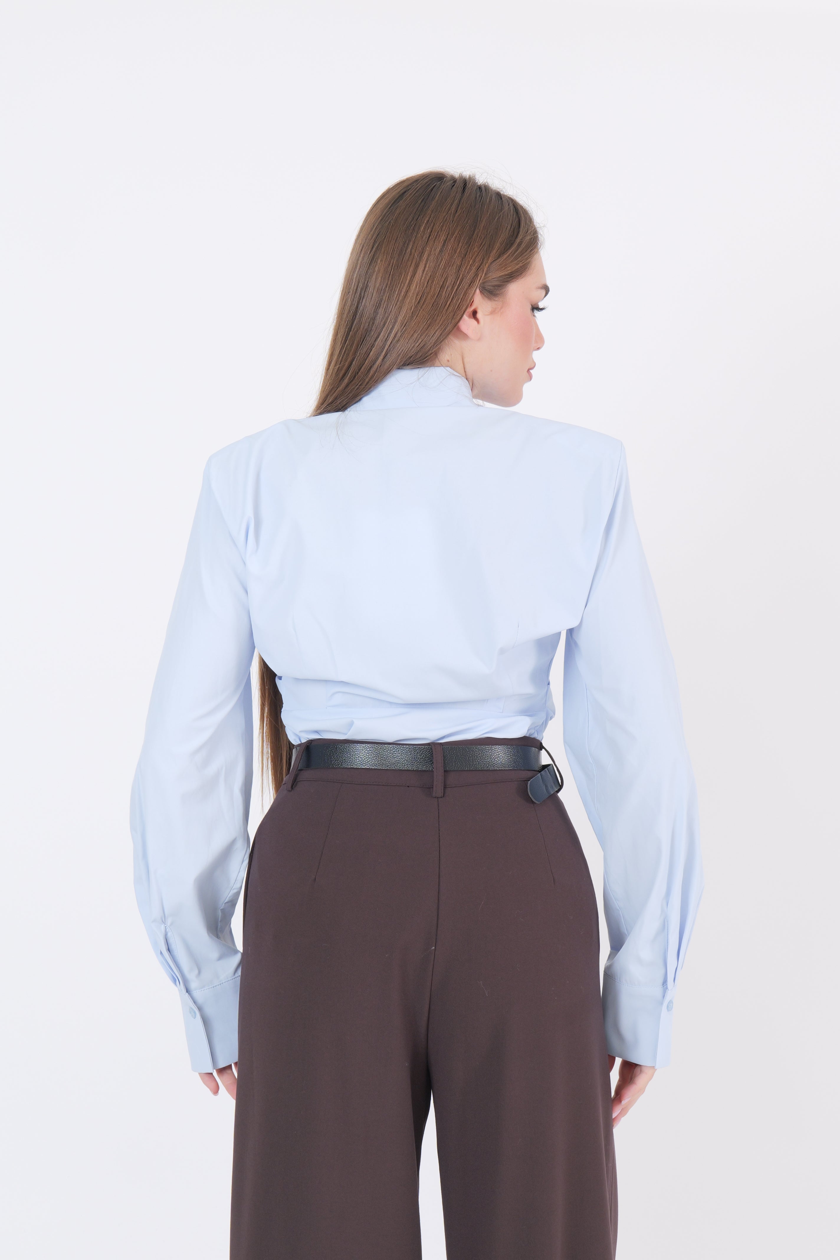 CAMICIA SPALLINE VOLANTS CELESTE