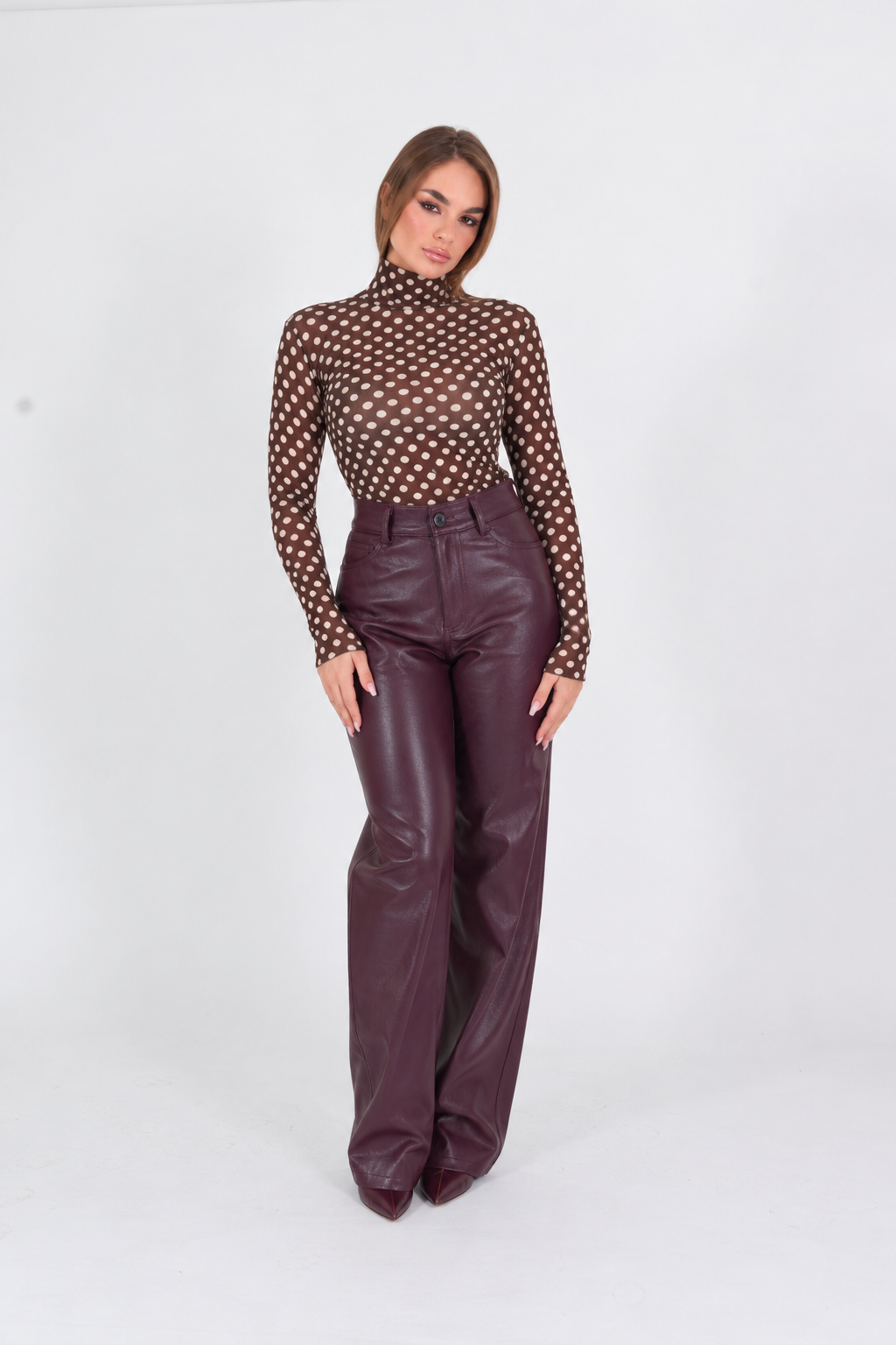 PANTALONE ECOPELLE BORDEAUX