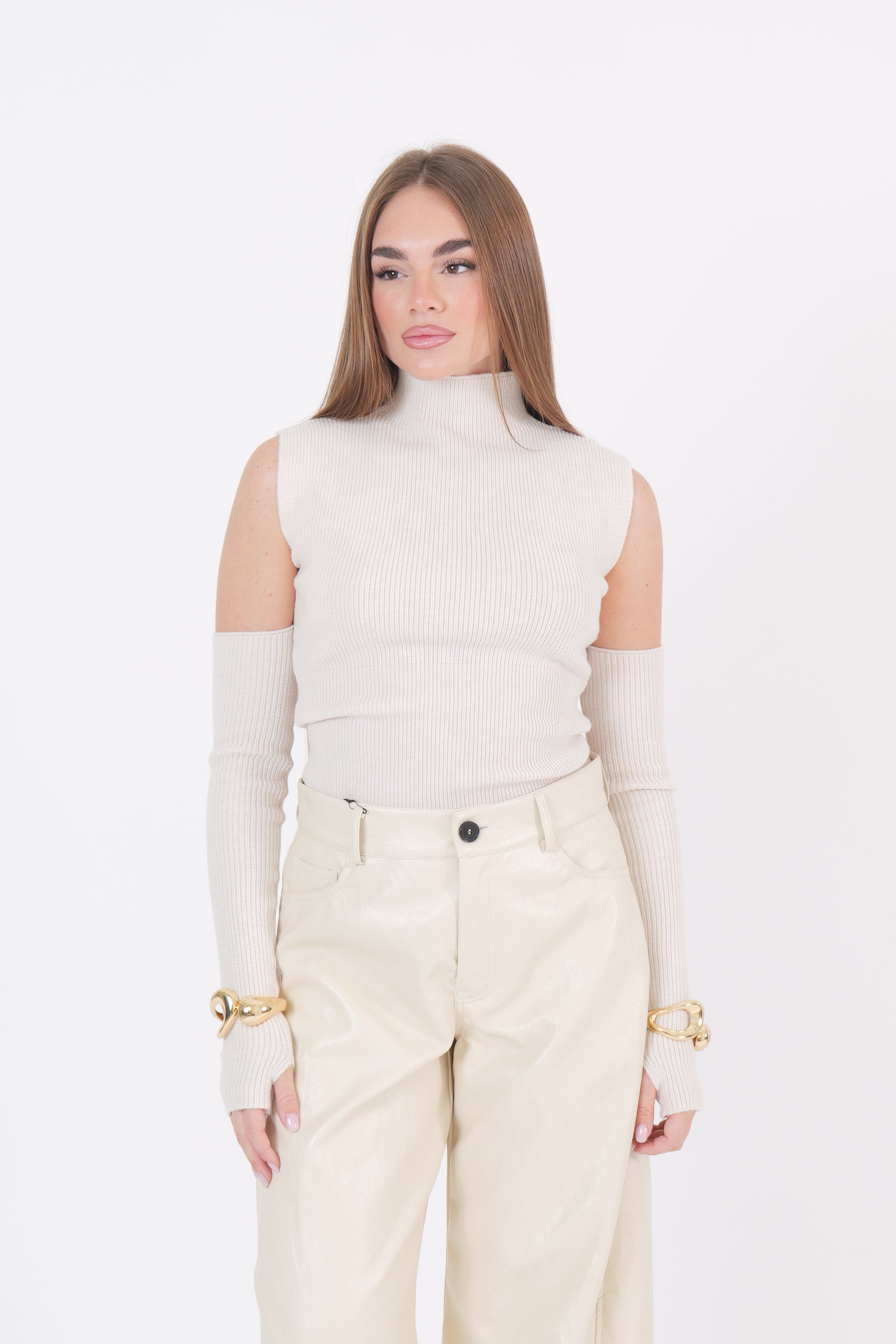 MAGLIA CROP BURRO