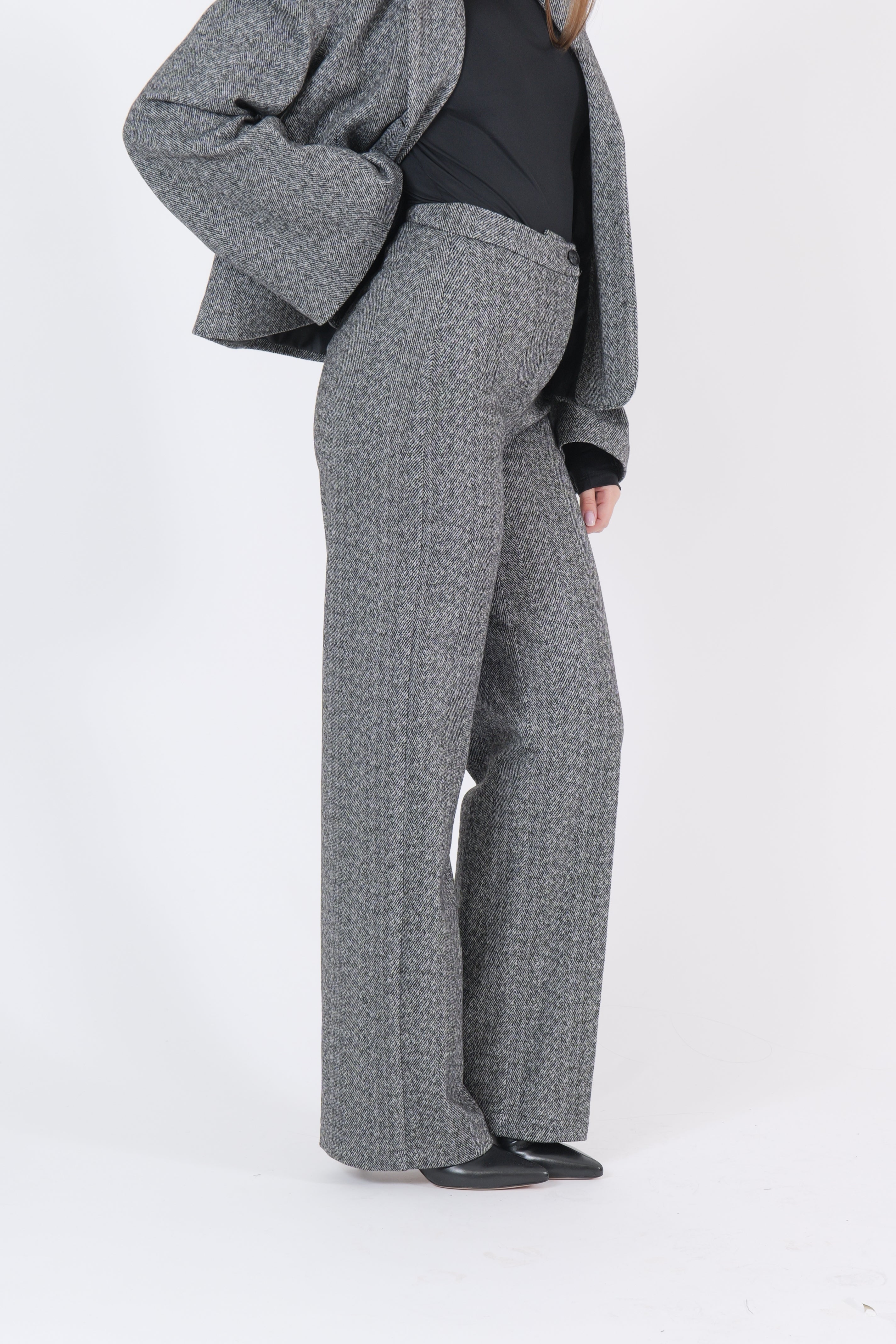 PANTALONE TWEED BIANCO/NERO
