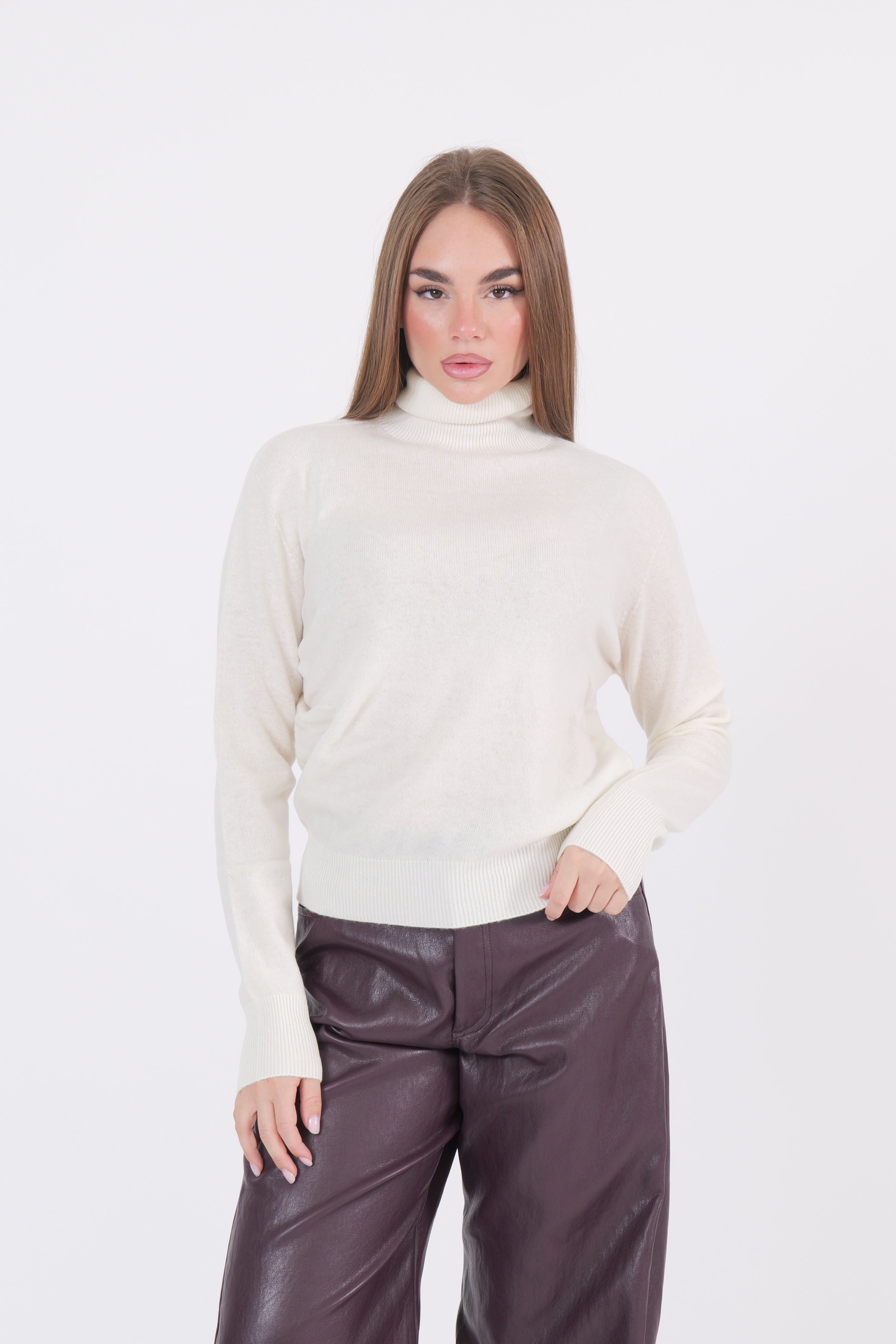MAGLIA COLLO ALTO PANNA