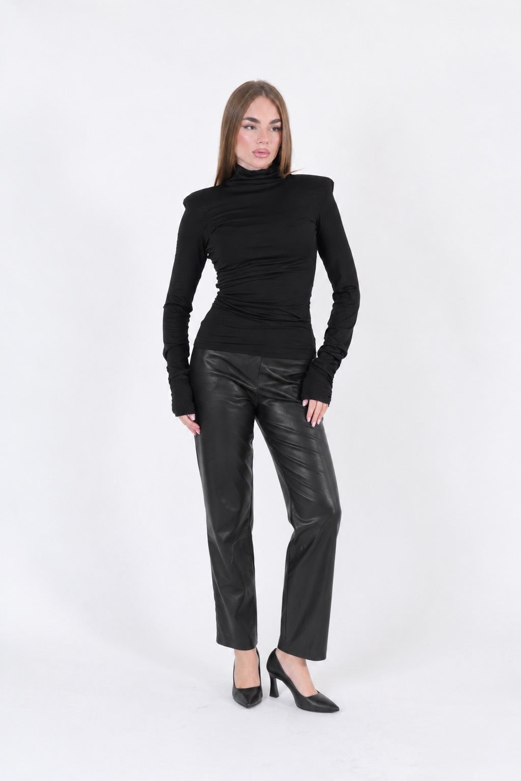 PANTALONE ECOPELLE NERO