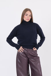 MAGLIA COLLO ALTO BLU