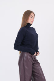 MAGLIA COLLO ALTO BLU