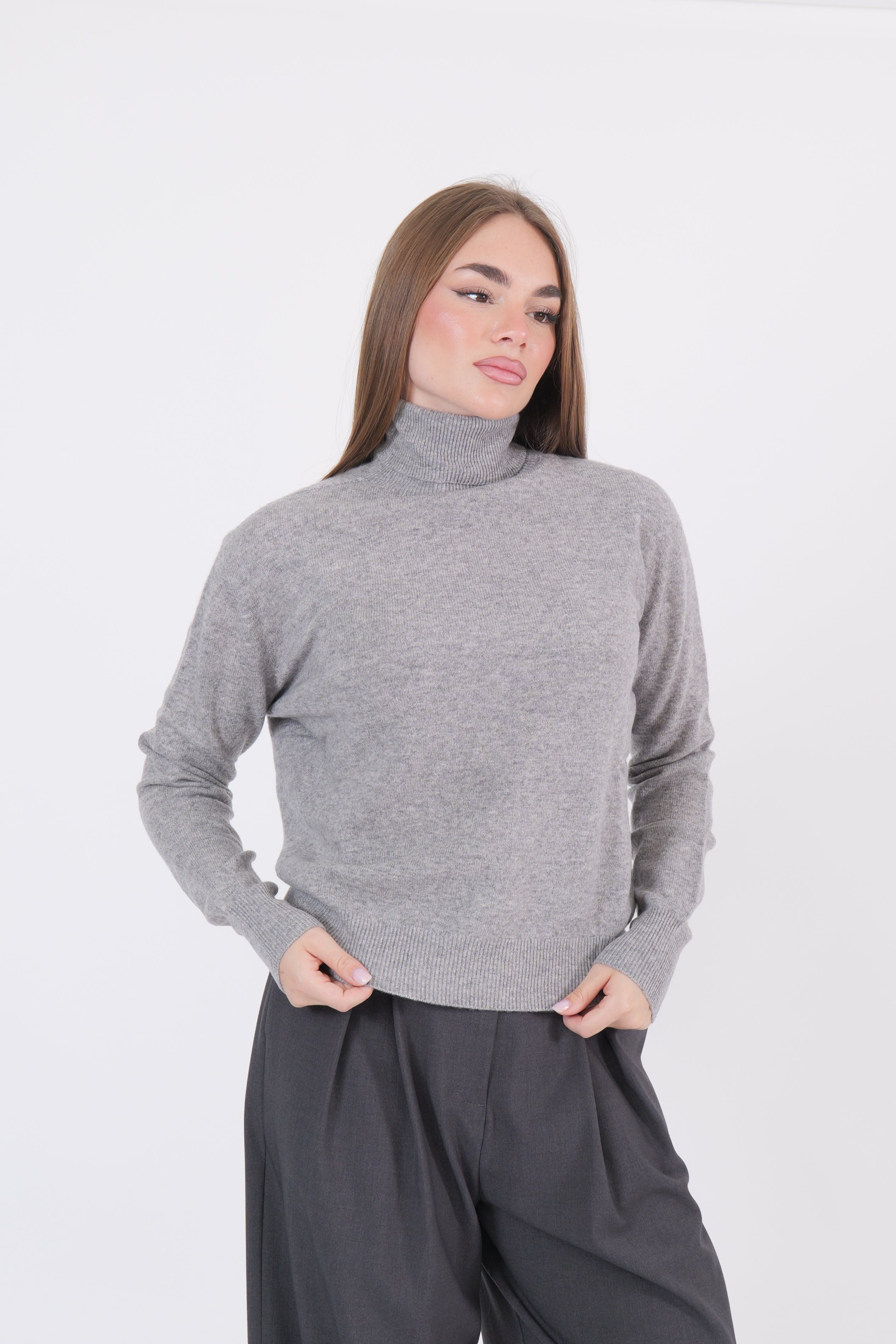 MAGLIA  COLLO ALTO GRIGIO