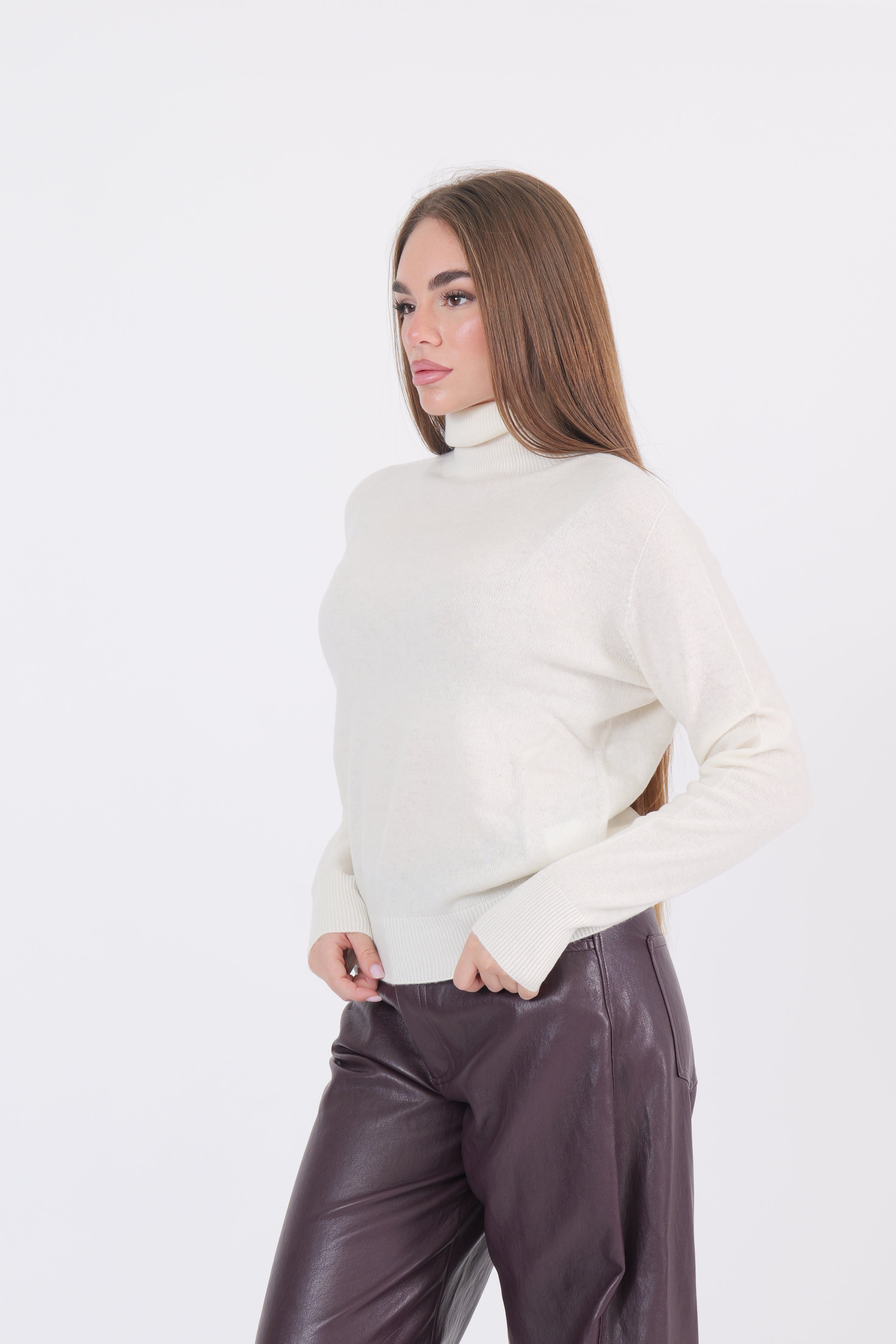MAGLIA COLLO ALTO PANNA