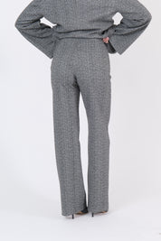 PANTALONE TWEED BIANCO/NERO