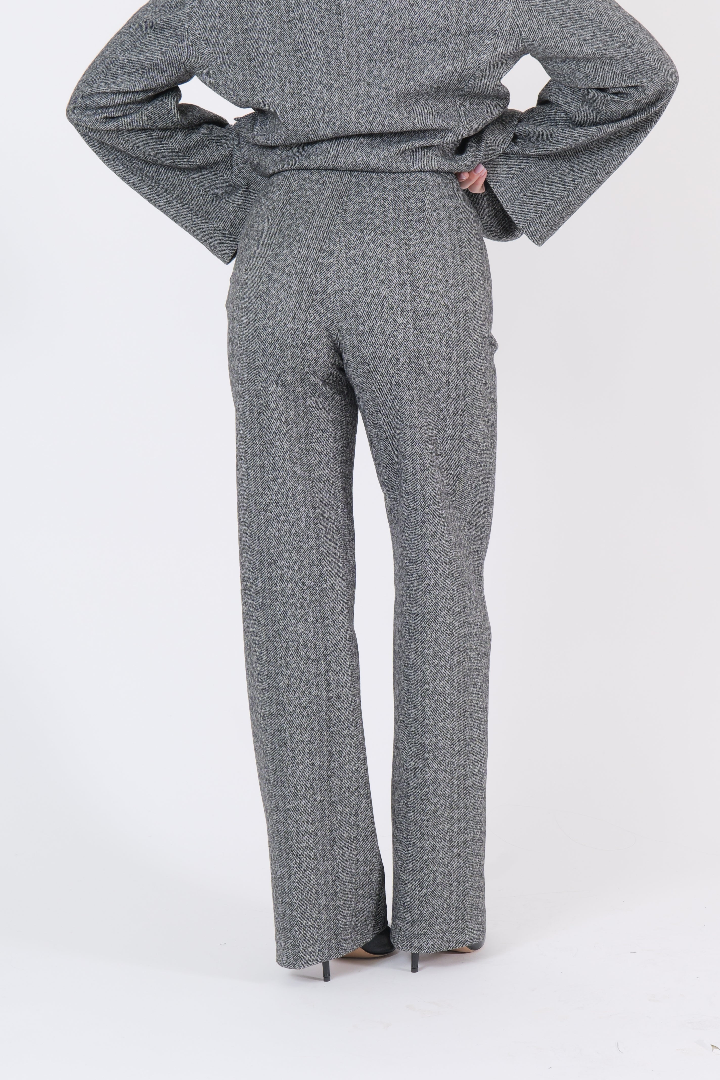 PANTALONE TWEED BIANCO/NERO